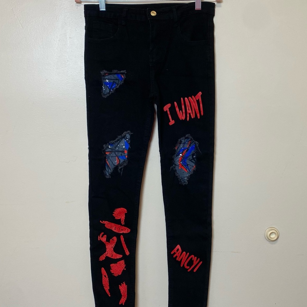 Stylish Black Kids Jeans with Red Accents